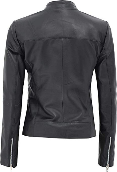 Aprilia Black Fitted Leather Jacket Women