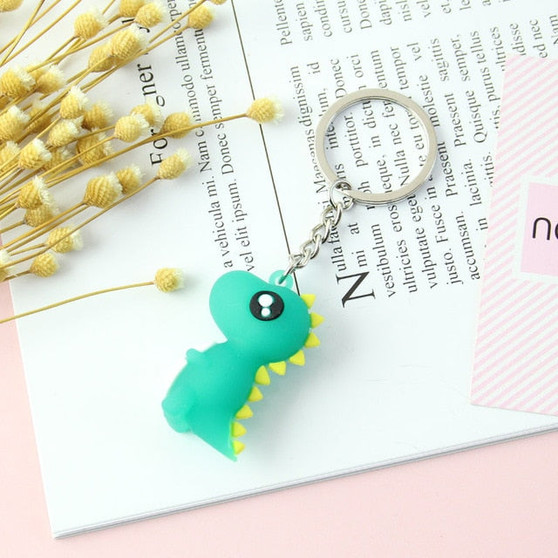 Shy Cartoon Dinosaur Keychain