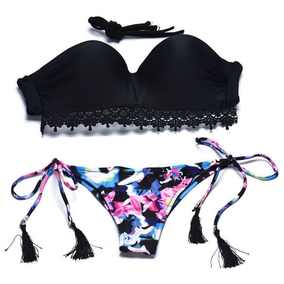 Women's Bikini Set Sexy Bra Floral Swimsuit Push-up Swimwear