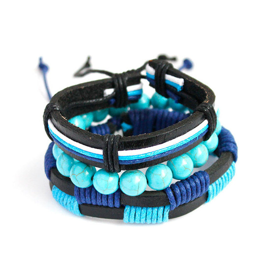 Fashion Women Multilayer Handmade Wristband Leather Bracelet