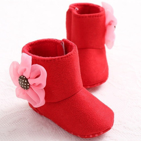 Winter Cute Kids Baby boys Girl Snow Boots  flower Ribbon Warm Baby Boots Shoes 0-18Months #W