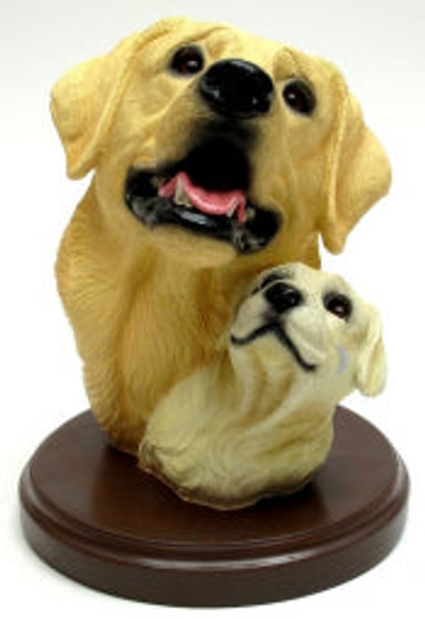 Living Stone Yellow Lab with Pup Bust on Base