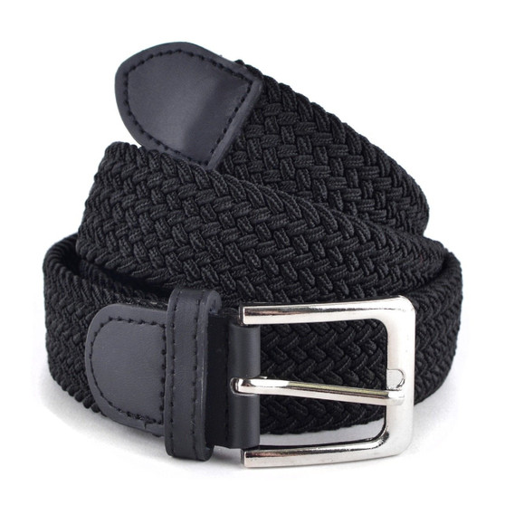 Men's Black Stretch Braided Woven Belts