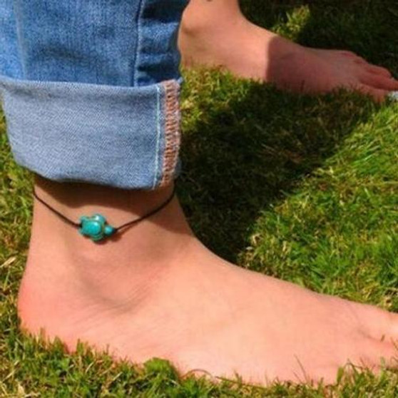 Carved Boho Turquoise Turtle Anklet Ankle Bracelet