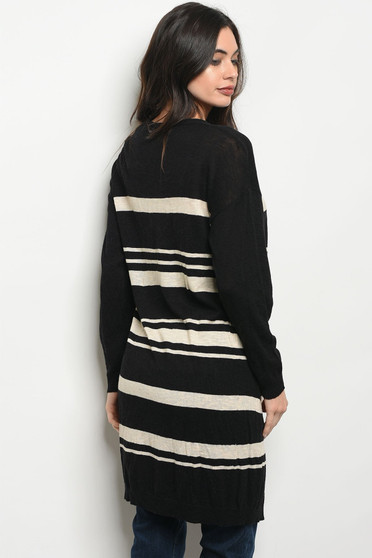 Long Striped Cardigan