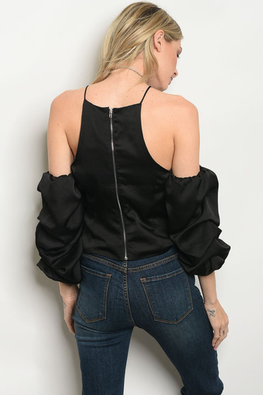 Cold Shoulder Satin Top