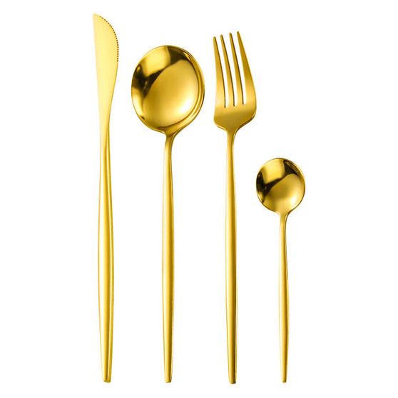 24pcs Gold Stainless Steel Dinnerware Tableware Set