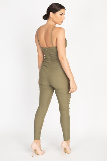 Bustier Jumpsuit in Olive Green