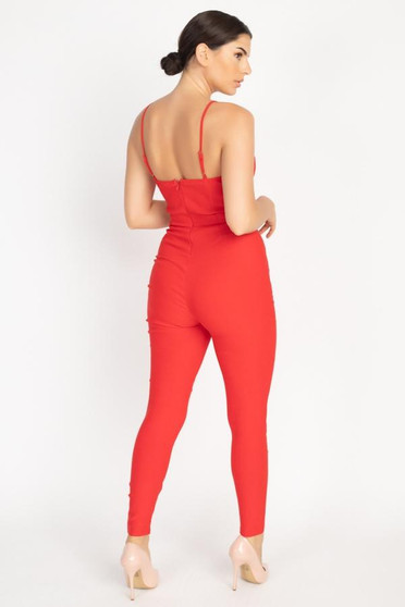 Bustier Jumpsuit in Red