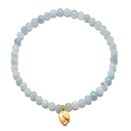 Aquamarine Gold Lotus Petal Stretch Bracelet