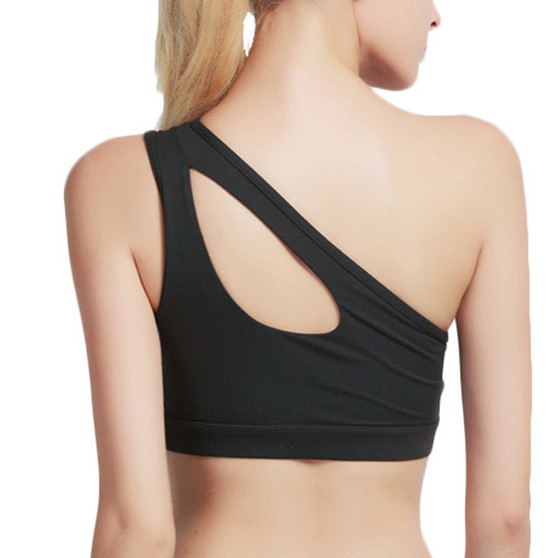 Sexy One Shoulder Solid Sports Bra