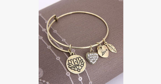 Lotus Love Charm Bangle