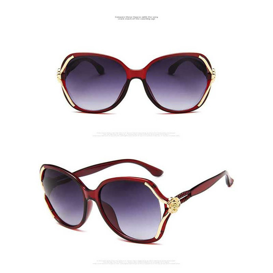 Sunglasses Women Luxury Brand Designer Vintage Oversized Sun glasses Elegant Ladies Rose Flower Frame Glasses Fashion Eyewear