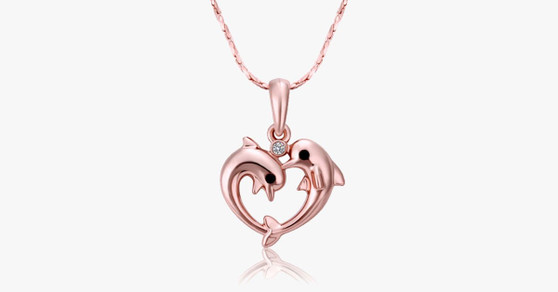 Two Dolphin Heart Pendant