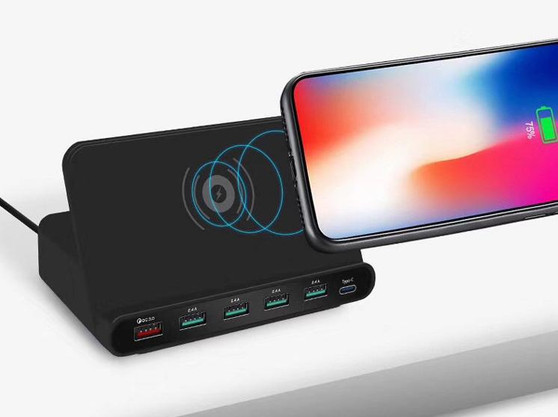 Go Wired and Wireless with 8-in-1 USB & Type-C Fast Charger