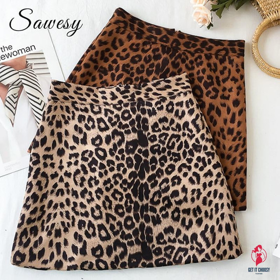 Sexy Leopard Mini Skirts Womens Fashion Cotton High Waist Skirts Women Streetwear A line Skirt Women Clothings
