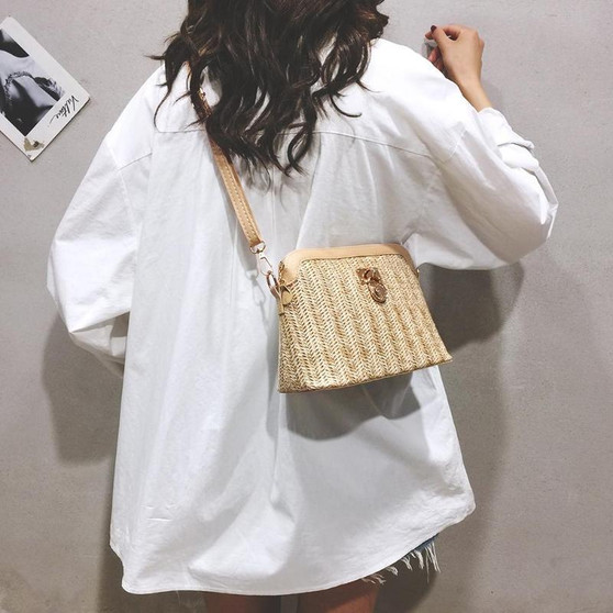 Woven PU Leather Boho Shell Shoulder Bags