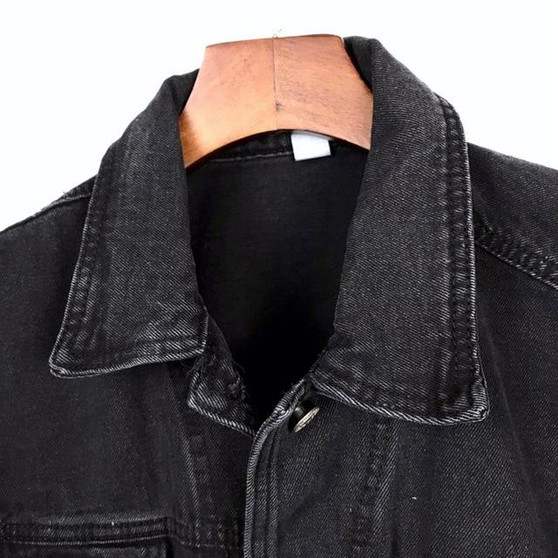 Black Denim Jacket Jeans Coat Casual Streetwear Vintage Jeans Coat