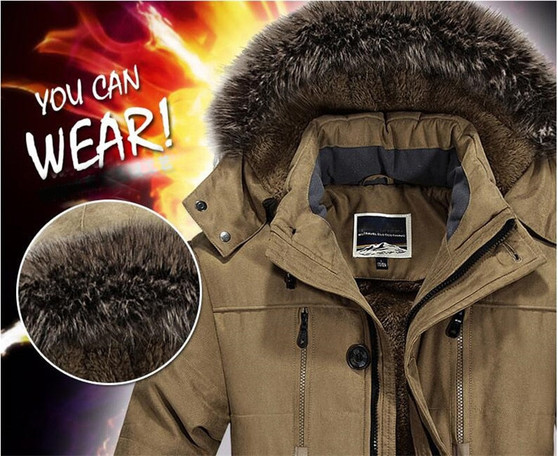 Men's Fur Collar Windproof Parkas Winter Jacket