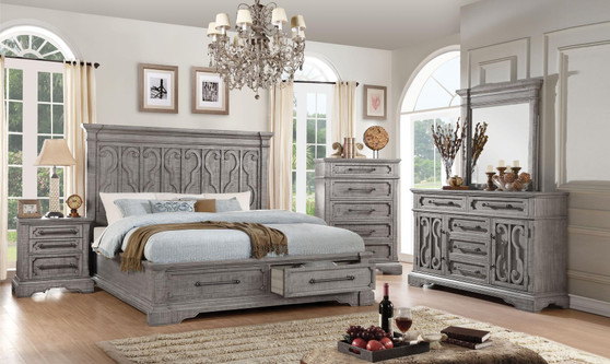 Acme 27097EK Artesia Natural Wood Finish 4 Piece Eastern King Bedroom Set