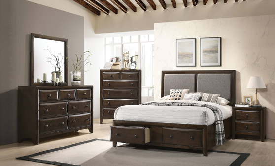 Acme 26670Q Brenta Walnut Wood Finish 4 Piece Queen Bedroom Set