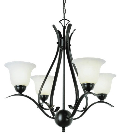 Ribbon Branched 4 Light Chandelier In Bronze