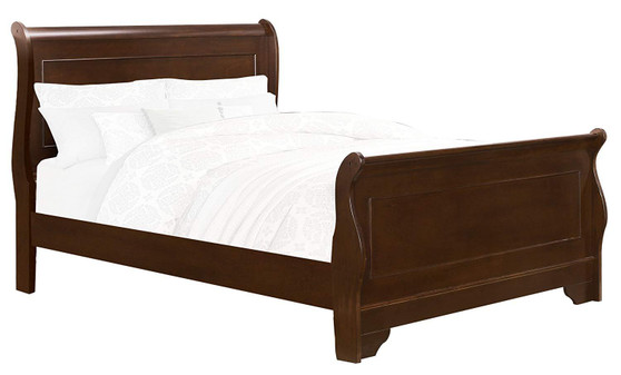 1856K-1CK Louis Philippe Brown Cherry Wood California King Sleigh Bed