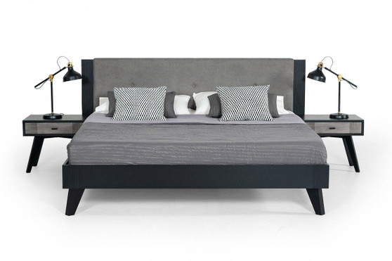 Nova Domus Panther Contemporary Grey & Black Bedroom Set