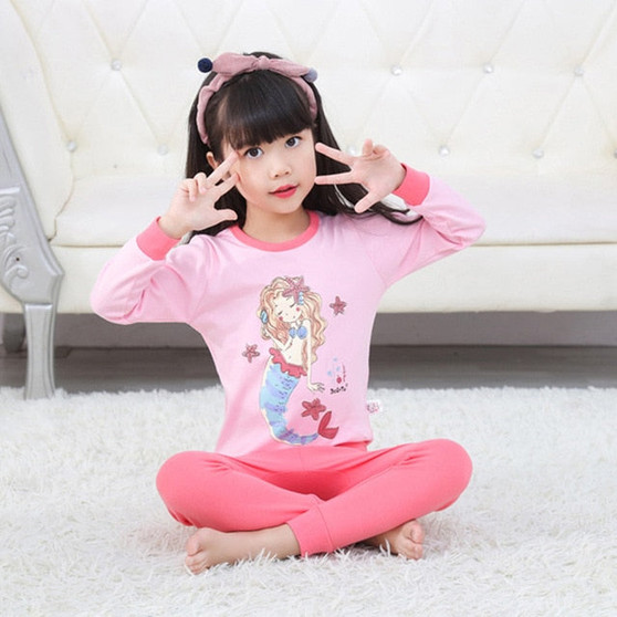 Cartoon Kids Pajamas Sets Cotton Boys Sleepwear Suit Winter Child Girls Pajamas Long Sleeve Tops+Pants 2pcs Children Clothing