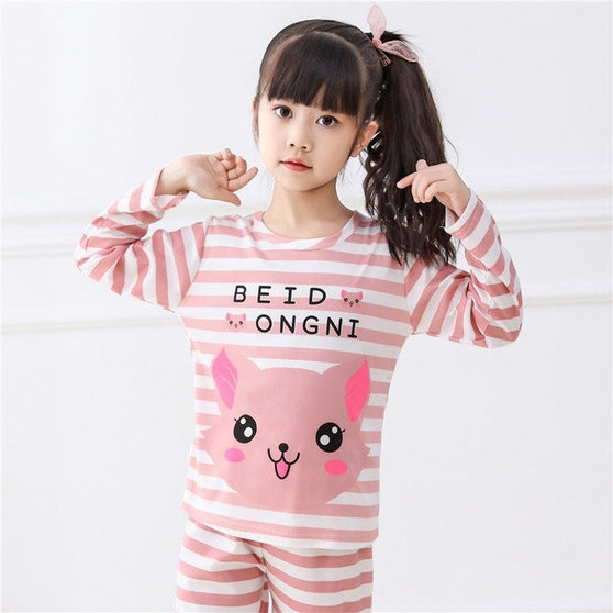 Baby Kids Pajamas Sets Boys Cotton Sleepwear Suit Autumn Girls Long Sleeve Pijamas Tops+Pants 2pcs Children Clothing