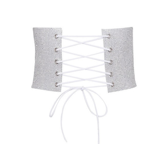 Glitter lace up corset belt