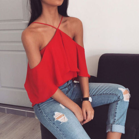 "Samba" Ruffle off the shoulder blouse