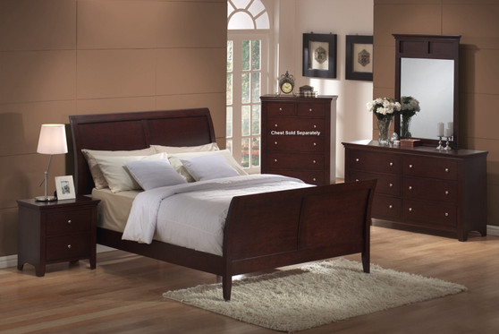 4pc Espresso Finish Bedroom Set (King Bed  Dresser  Mirror  Night Stand)