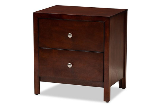 Baxton Studio Montana Modern and Contemporary Mahogany Brown Finished 2-Drawer Nightstand