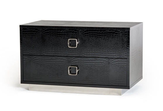 19" Black Lacquer Crocodile Texture Nightstand