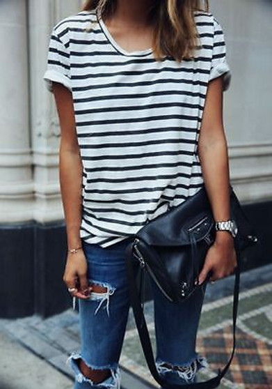 Striped T-shirt Tops