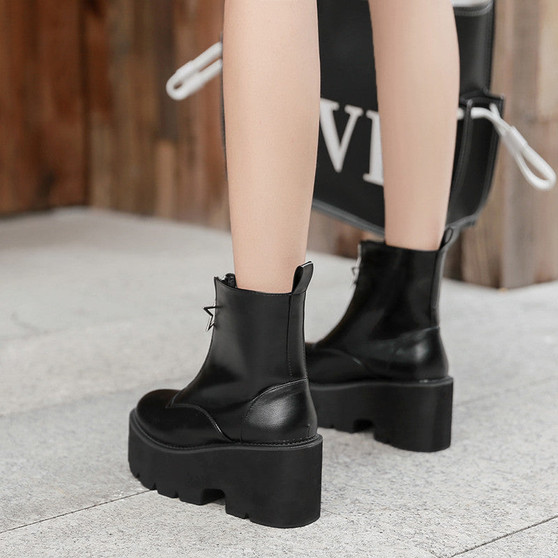 Zipper Star Goth Ankle Boots