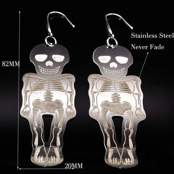 Stainless Steel Sugar Skull Earrings