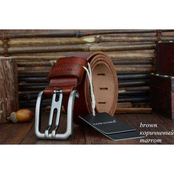 Men's Genuine Leather Belt w/ Alloy Pin Buckle