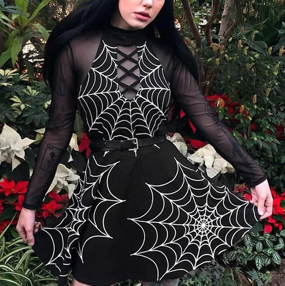 Spider Web Print Dress