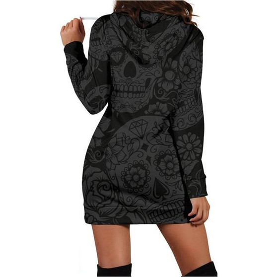 Dark Skull Sugar Hoodie Dress