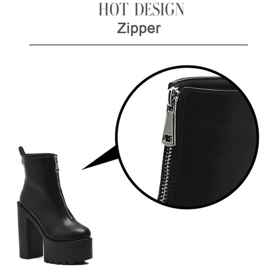 High Round Toe Ankle Boots