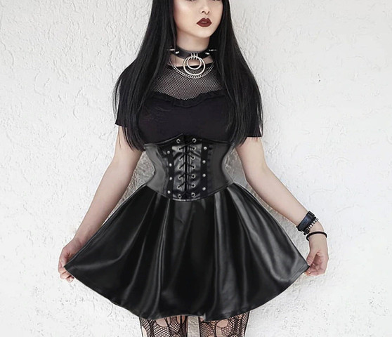 High Waist Lace Up Skirt