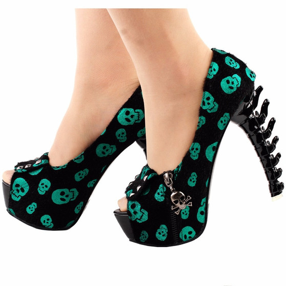 Skull Head Platform Bone High Heels