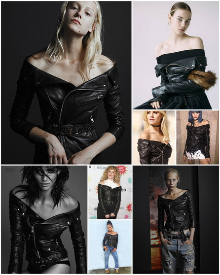 Sexy Off Shoulder Turn-Down Collar Faux Leather Jacket