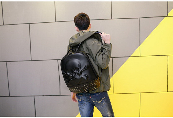 Leather Skull Rivet Backpack