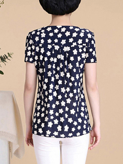 Casual Round Neck Chic Printed Short Sleeve T-Shirt