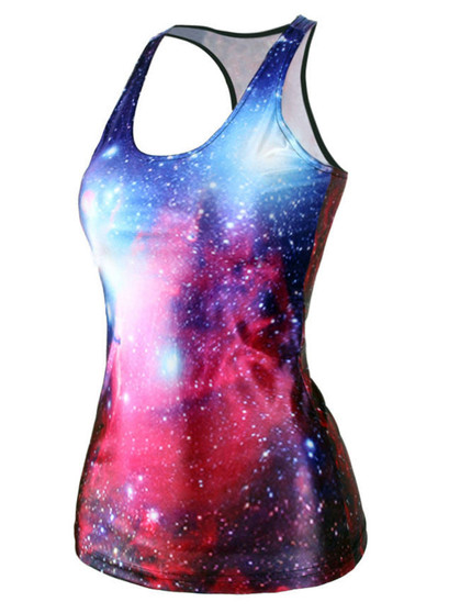 Casual Round Neck Racerback Dreamy Printed Sleeveless T-Shirt