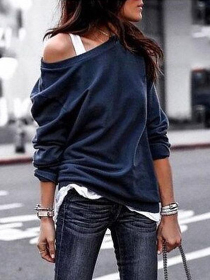 Long Sleeves Solid Color Blouses&shirts Tops