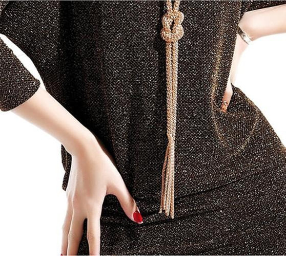Casual Golden Hot Women Sequin Batwing Sleeve Slim Elegant Long Sleeve Mini Dress
